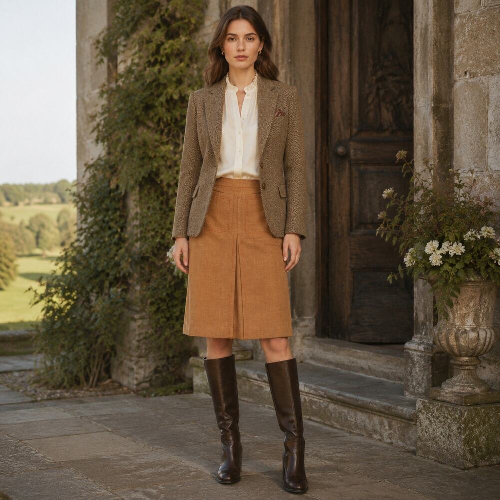 Burberry NWT Camel Wool Silk Mohair Pleated Midi Skirt 0 $1191